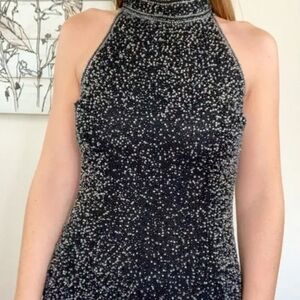 Vintage Laurence Kazarhand-beaded sequin-embellished silk Sz M